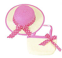 Детский набор комплект шляпа и сумочка для девочки Малиновый