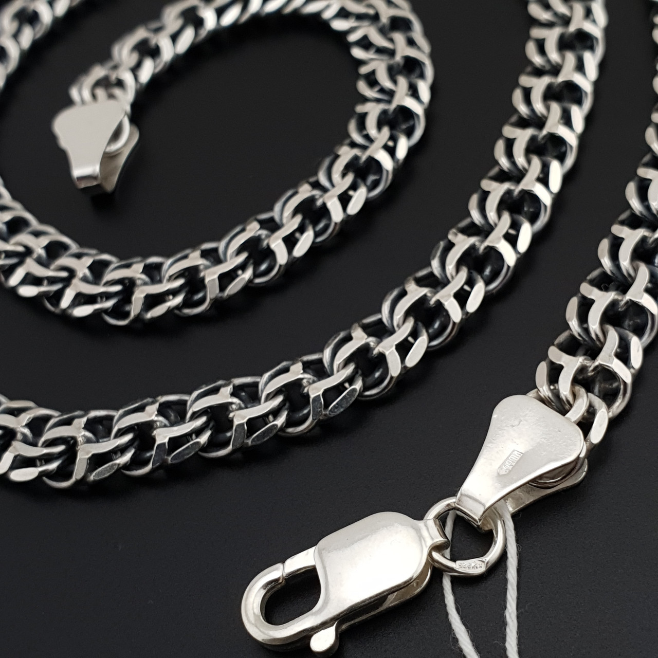 Товстий чолоічий срібний ланцюжок Український бісмарк. Масивна цепочка на шию срібло 925 60 см, фото 1