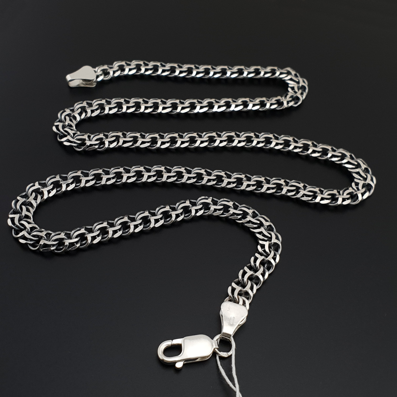 Товстий чолоічий срібний ланцюжок Український бісмарк. Масивна цепочка на шию срібло 925 65 см, фото 1