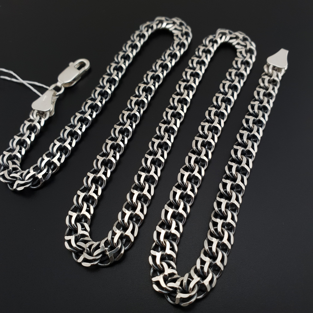 Товстий чоловічий срібний ланцюжок Український бісмарк. Масивна цепочка на шию 50 см, фото 1