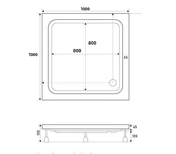 Душовий піддон акриловий Shower FRODI (Туреччина) 100x100x15, фото 4