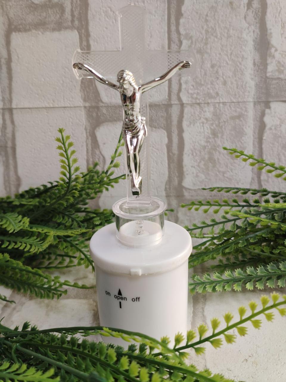 Лампада пластикова прозора, всередині LED свічка, h 20 см, фото 1