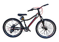 Гірський велосипед для підлітка 24 колеса CROSSRIDE Cross 24 AL рама 13 Чорно-червоний