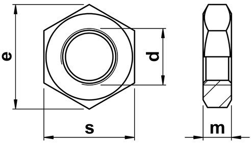 схема гайки низкой шестигранной