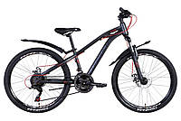 Горный велосипед для подростка 24 колеса Велосипед 24 FORMULA DAKAR AM DD 2021 рама 13 Темно-серый