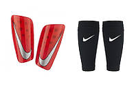 Защитные футбольные щитки с держателями Nike Mercurial Lite red