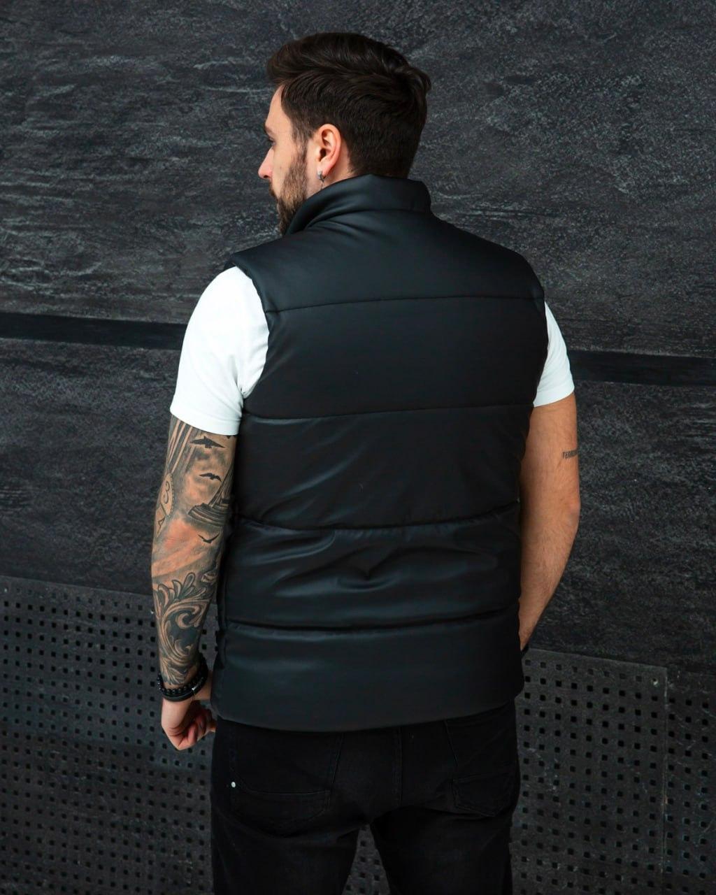 Купить Мужская дутая жилетка кожаная без капюшона, цена 1180 ₴ — Prom ...