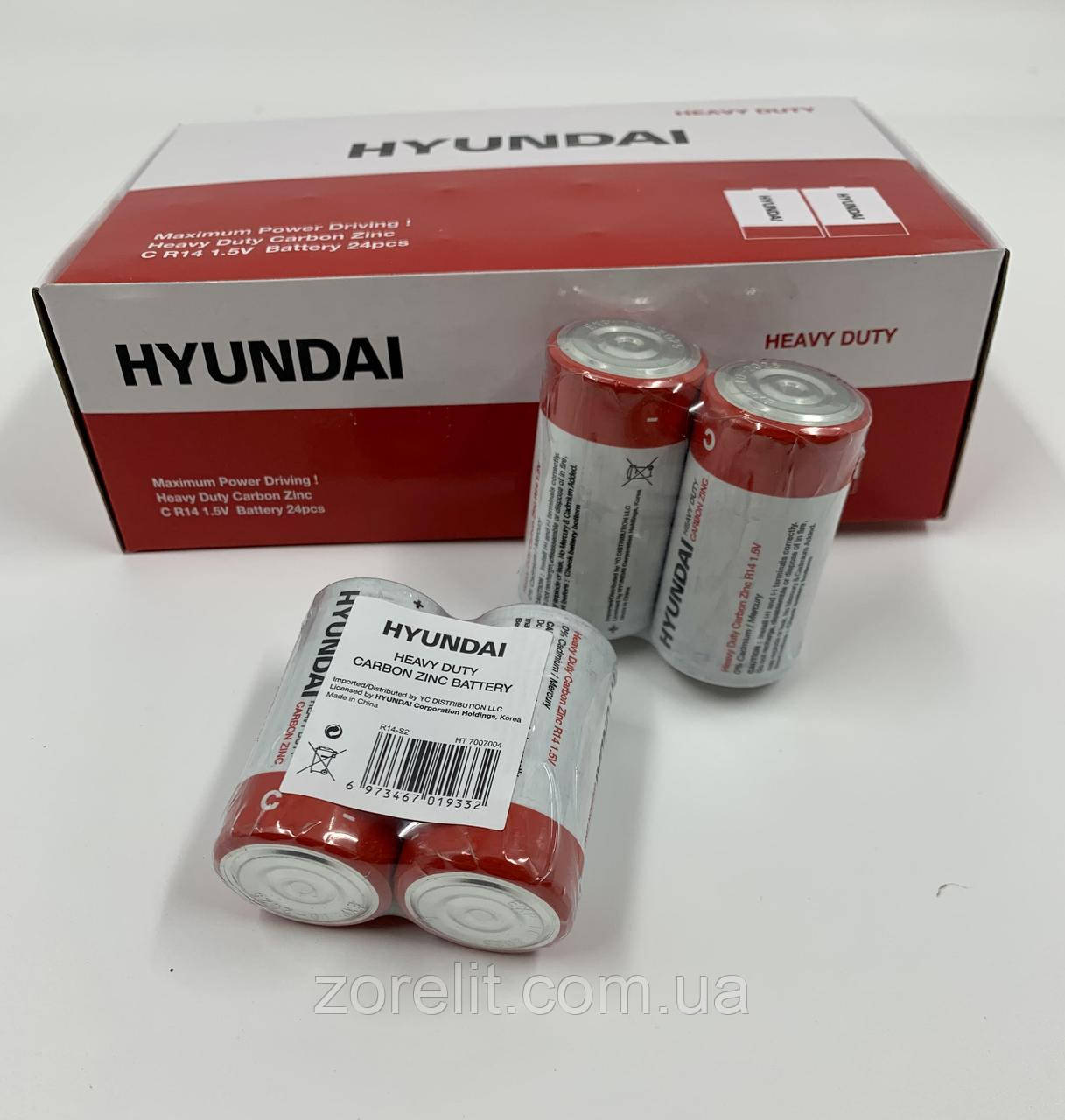 Батарейка Hyundai R14 сольова шрінк (2 бат.) ціна за 1 шрінк