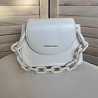 Стильная женская мини сумочка клатч с цепочкой модная и оригинальная сумка через плечо цепь Черный  "Gr" Белый
