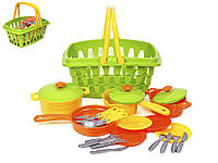 Детский игрушечный набор посуды Technok Toys (24 предмета, в корзинке) 4456