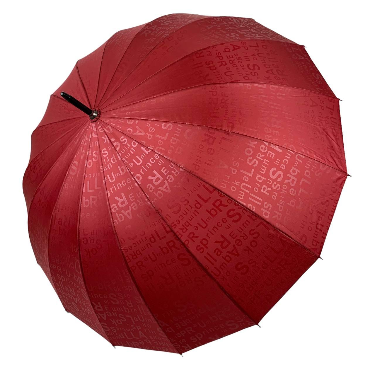 Жіноча парасоля-тростина з принтом букв, напівавтомат від фірми Toprain, бордовий, 01006-9