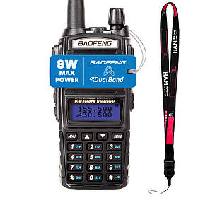 Рация Baofeng UV-82, 8 Ватт, батарея 2000 мАч + Гарнитура Baofeng + Ремешок на шею