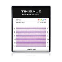 Ресницы цветные TimBale Light Violet, Светло-фиолетовые, Микс 6 линий (C 0.07 07-12 мм)