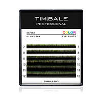 Ресницы цветные омбре TimBale Black-Green, Чёрно-зелёные, Микс 6 линий (D 0.07 07-12 мм)