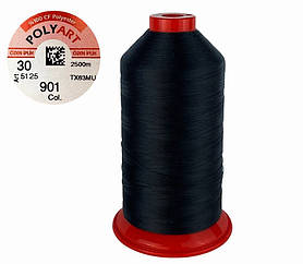 Нитка швейна поліестер POLYART(ПОЛІАРТ) N30 колір #901 чорний 2500м (ОРИГІНАЛ, ТУРЕЧЧИНА)
