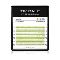 Ресницы двухцветные TimBale Ice-Green, Бело-зелёные, Микс 6 линий (C 0.07 07-12 мм)