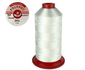Нитка швейна поліестер POLYART(ПОЛІАРТ) N30 колір #201 білий 2500м (ОРИГІНАЛ, ТУРЕЧЧИНА)