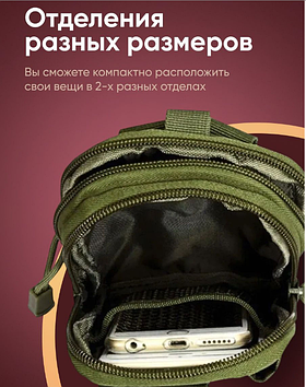 Міцна військова тактична сумка підсумок з кордури для військових, військовий органайзер кольору хакі, GP1