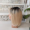 Перука з натурального волосся подовжене каре омбре блонд ERIN 12"-T1b-613, фото 5