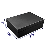 Коробка с крышкой для упаковки подарка, картонная, черная, 160х270х75 мм
