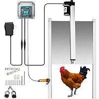 VEVOR Slider Chicken Flap Coop Opener, 32 cm x 30 cm Automatic Chicken Flap Light Sensor, 12 V DC Door Opener
