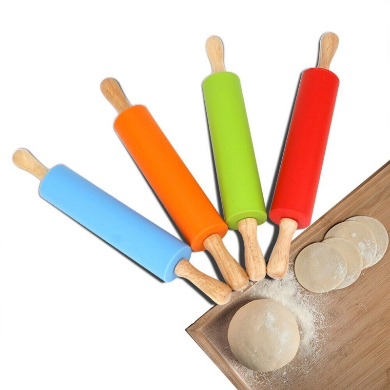 Качалка силіконова з деревяними ручками 25 см, фото 1