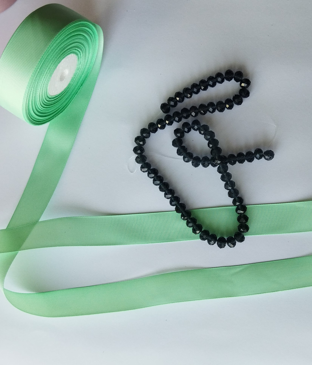 Репсова стрічка салатовий №217 шириною 2,5 см, фото 1