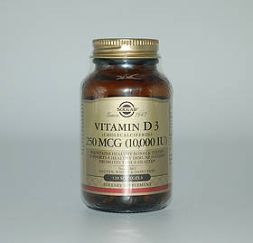 Вітамін Д3 (холекальциферол), Vitamin D3, Solgar, 10000 МО, 120 капсул