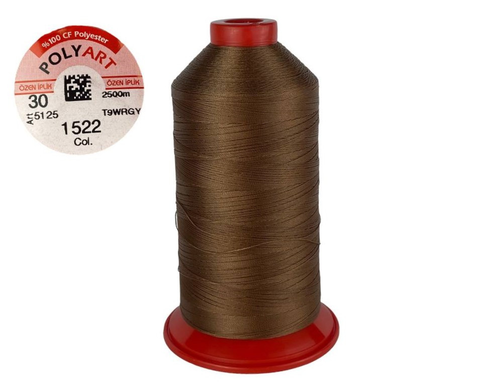 Нитка швейна поліестер POLYART(ПОЛІАРТ) N30 колір #1522 світло-коричневий 2500м (ОРИГІНАЛ, ТУРЕЧЧИНА), фото 1