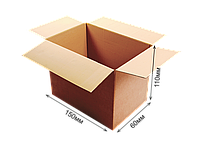 Коробка почтовая четырехклапанная для почтовых пересылок из микрогофрокартона 150х60х110 бурая