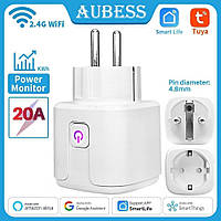 Розумна розетка Aubess Smart Wi-Fi Plug EU 16/20A, SmartLife, Amazon Alexa, Google Home Google Assistant 20A (3960 Вт)