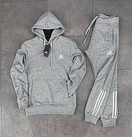 Спортивний костюм Adidas сірий чоловічий з капюшоном худі штани весна осінь демісезонний повсякденний