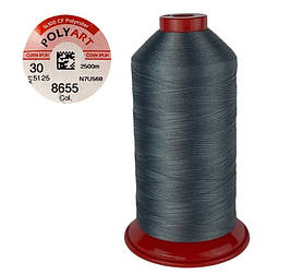 Нитка швейна поліестер POLYART(ПОЛІАРТ) N30 колір #8655 темно-сірий 2500м (ОРИГІНАЛ, ТУРЕЧЧИНА)