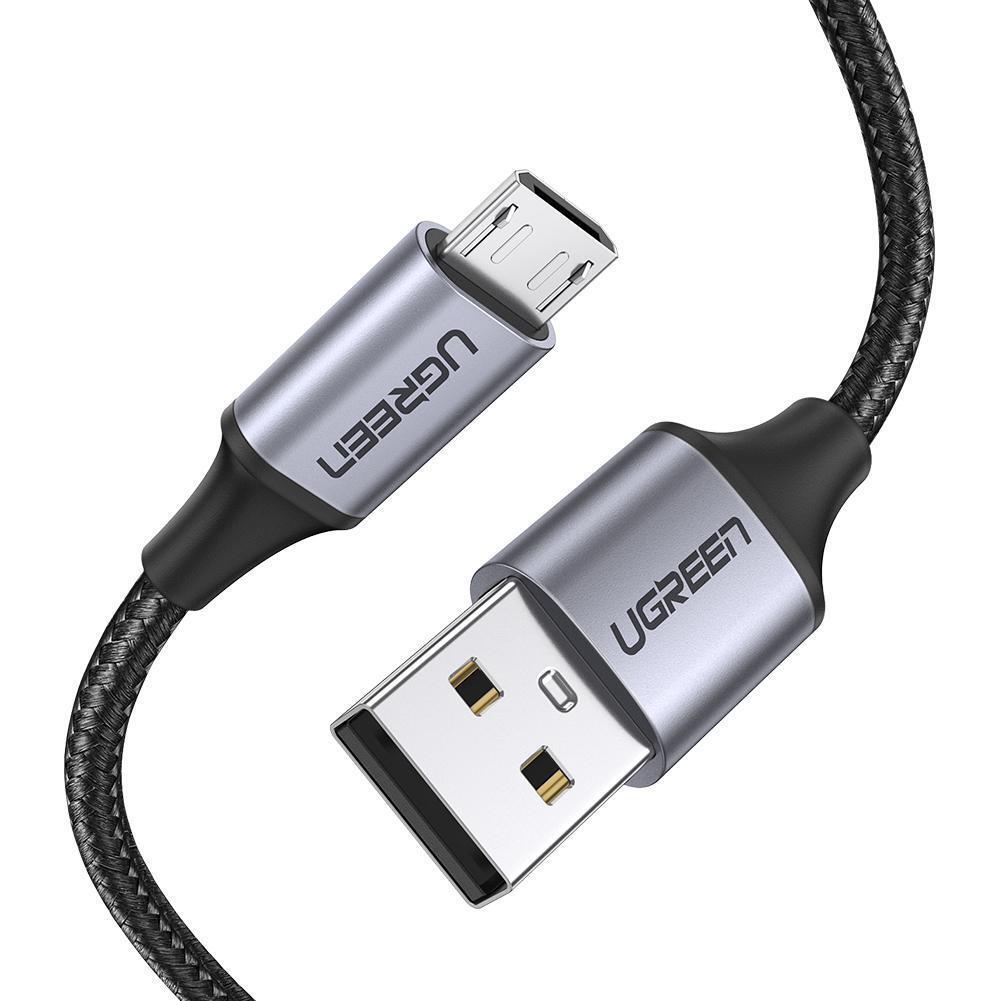 Кабель для зарядки телефона/ смартфона UGREEN US290 USB - Micro USB 1 м Чорний/ Сріблястий (6616989)