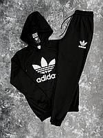 Спортивный костюм Adidas черный мужской с капюшоном худи штаны весна осень модный повседневный