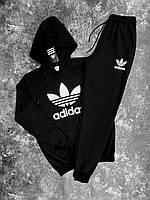 Спортивний костюм Adidas чорний чоловічий із капюшоном худі штани весна осінь модний повсякденний