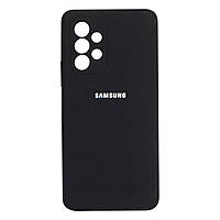 Чехол для Samsung A53 \ Самсунг А53 Черный силиконовый с мягкой микрофиброй внутри с логотипом