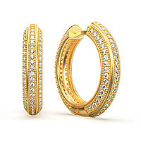 Золотые серьги кольца с бриллиантами 2,30 карат. Желтое золото