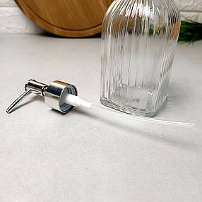 Диспенсер рідкого мила та миючих засобів скляний 580 мл Смуги, фото 2