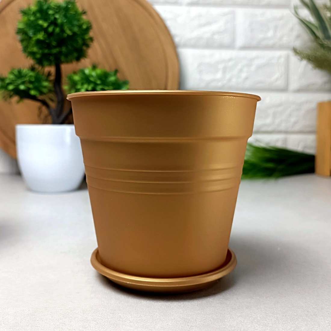 Квітковий горщик з підставкою Альона Глорія Бронза 11 см