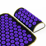 Набір для йоги 3в1 Килимок для йоги + Масажний килимок Аплікатор Кузнєцова + валик OSPORT Set 32 (n-0063) Чорно-фіолетовий, фото 5