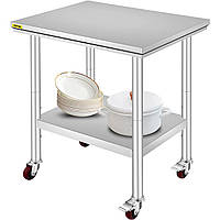 Робочий стіл VEVOR 76 x 60 x 81 см з нержавіючої сталі для громадського харчування Вантажопідйомність 28 кг, стіл для приготування