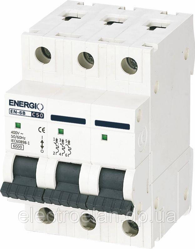 Модульний автоматичний вимикач ENERGIO EN 3P C 50А 6кА