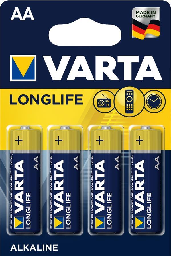 Батарейка VARTA LONGLIFE лужна AA блистер, 4 шт. (04106101414)