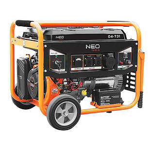 Генератор бензиновий Neo Tools 04-731, 6.0/6.5 кВт, 1х12В і 2х230 В (16А) і 1x230 В(32А), бак 25 л, 313 г/кВтЧ, 85