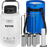 Контейнер для азота VEVOR Контейнер для жидкого азота объемом 3 л из авиационного алюминия Контейнер для