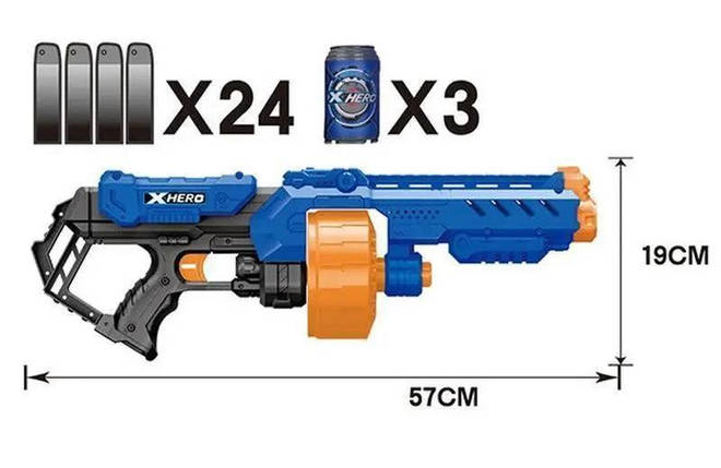 Бластер NERF з безпечними патронами (автомат, пістолет із кульками, ігровий набір із пістолетом), фото 2