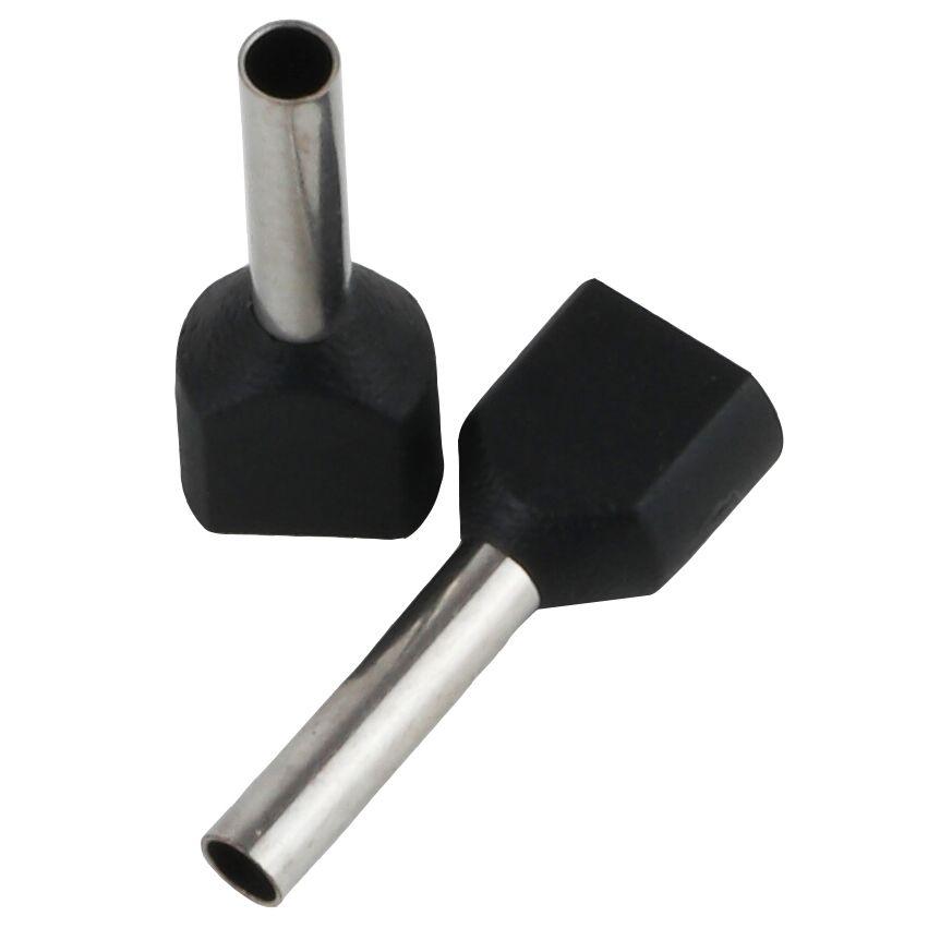 Наконечник ізольований втулковий ENERGIO TE 2х1мм2 8мм чорний (100шт), фото 1