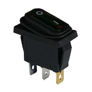 Клавішний перемикач ENERGIO KCD3-101WN Gn/Bk ON-OFF 1 клавіша з підсвіткою IP65