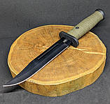 Тактичний ніж Tactic великий мисливський туристичний ніж, бойовий армійський ніж для виживання Олива 2138B, фото 2